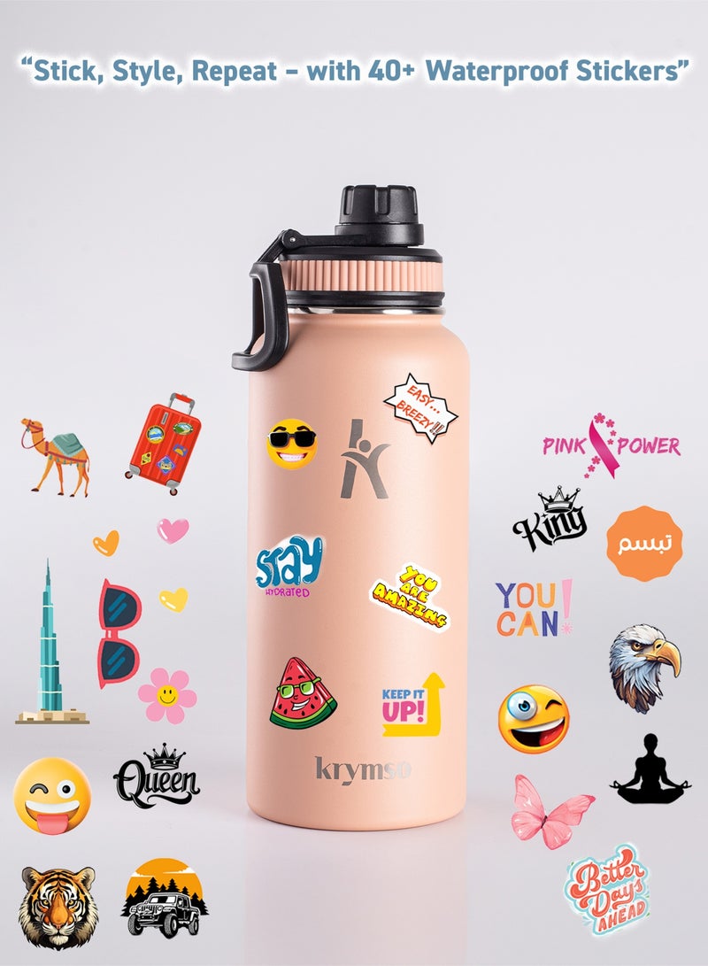 KRYMSO 950ml Stainless Steel Water Bottle, Sports Bottle with Straw, Double Wall Insulated Water Bottle, Thermos Flask, Water Bottle for kids, Gym - Image 4