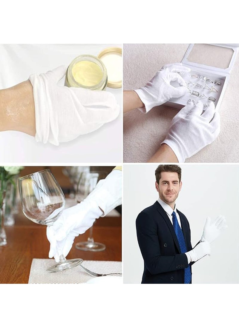 Generic 4 Pairs White Cotton Gloves for Dry Hand Moisturizing Cosmetic Eczema Hand Spa and Coin Jewelry Inspection, Checking Gloves,Serving Gloves Costume Inspection Stretchable Lining Gloves Moisturizing Gloves  - Image 2