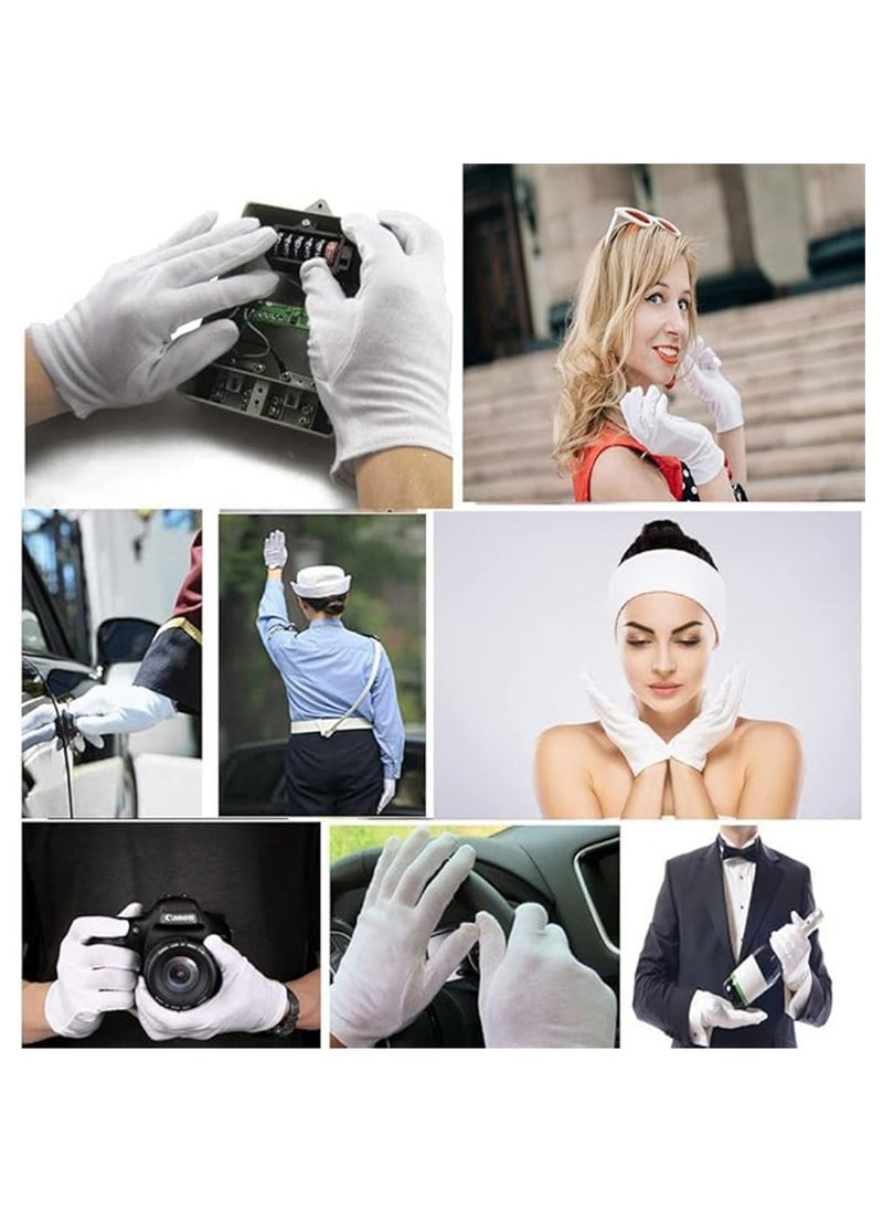 Generic 4 Pairs White Cotton Gloves for Dry Hand Moisturizing Cosmetic Eczema Hand Spa and Coin Jewelry Inspection, Checking Gloves,Serving Gloves Costume Inspection Stretchable Lining Gloves Moisturizing Gloves  - Image 3