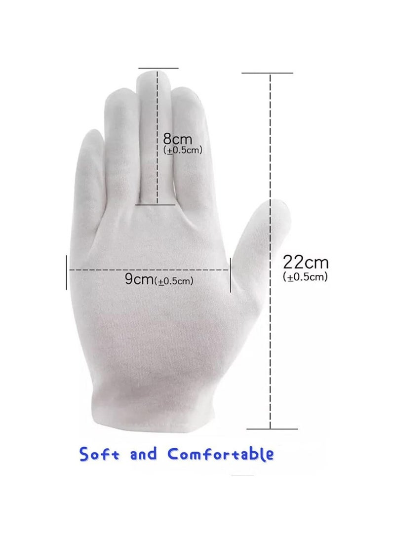 Generic 4 Pairs White Cotton Gloves for Dry Hand Moisturizing Cosmetic Eczema Hand Spa and Coin Jewelry Inspection, Checking Gloves,Serving Gloves Costume Inspection Stretchable Lining Gloves Moisturizing Gloves  - Image 5