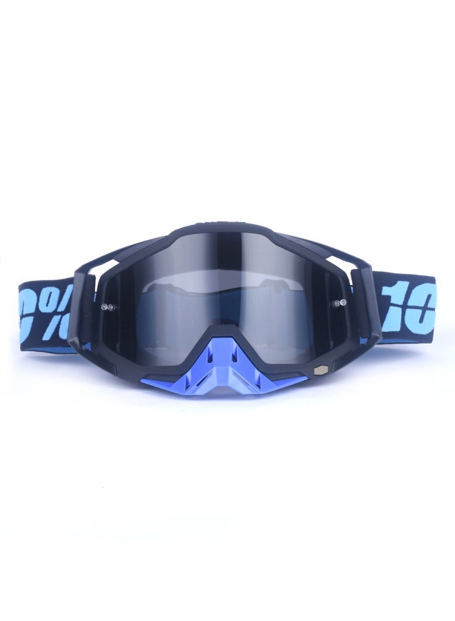 Spot Motorcycle Off-road Goggles UV Protection Windproof Sports Cycling Ski Glasses - Black Frame Blue Nose Gray, 61