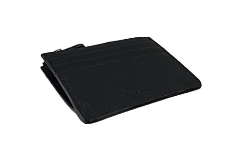 grande 3603 Genuine Leather Card Holder For Women and Men Slim Minimalist Small Zipper Wallet (BLACK) - Image 5