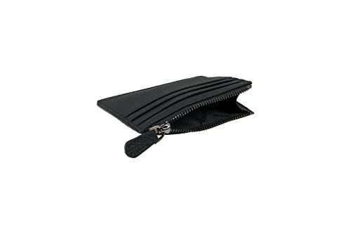 grande 3603 Genuine Leather Card Holder For Women and Men Slim Minimalist Small Zipper Wallet (BLACK) - Image 3