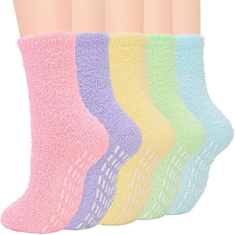 Womens Fluffy Socks Winter Warm Slipper Socks Fuzzy Anti-Slip Socks Candy Color Crew Socks Home Sleeping Socks - Image 5