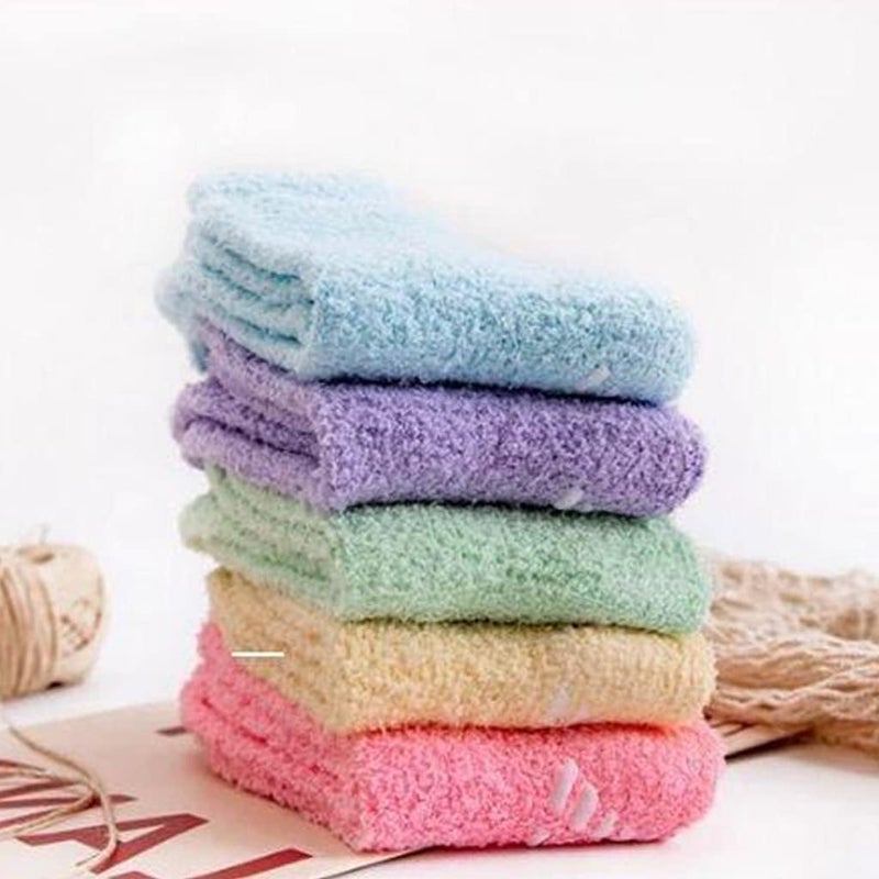 Womens Fluffy Socks Winter Warm Slipper Socks Fuzzy Anti-Slip Socks Candy Color Crew Socks Home Sleeping Socks - Image 3