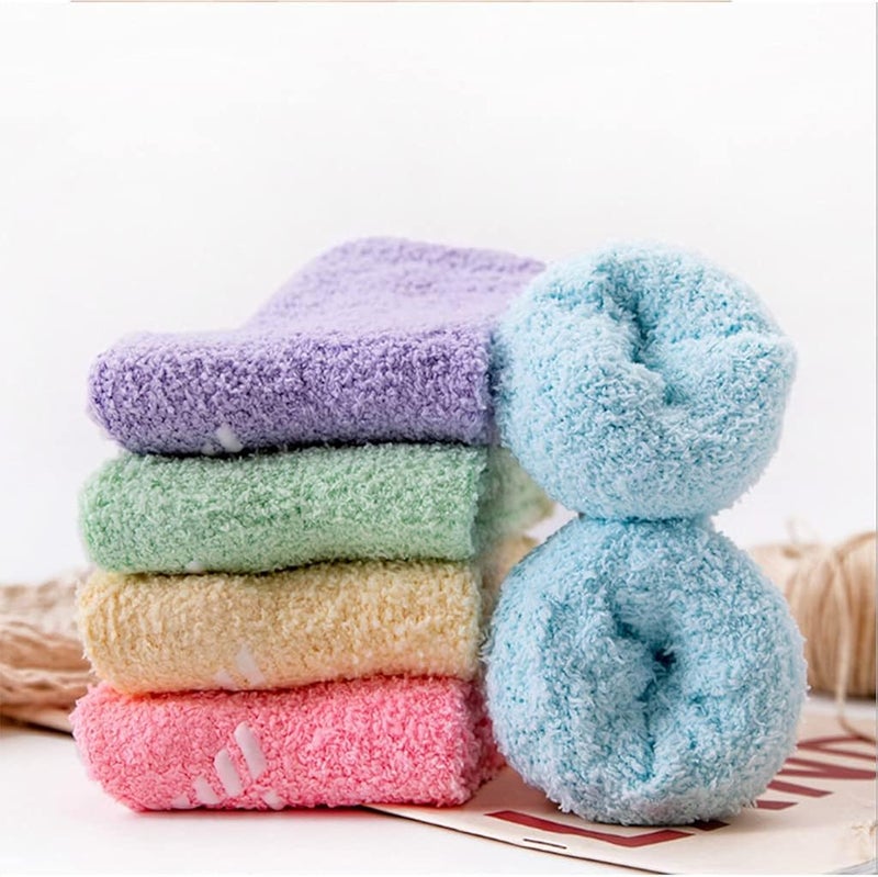 Womens Fluffy Socks Winter Warm Slipper Socks Fuzzy Anti-Slip Socks Candy Color Crew Socks Home Sleeping Socks - Image 2