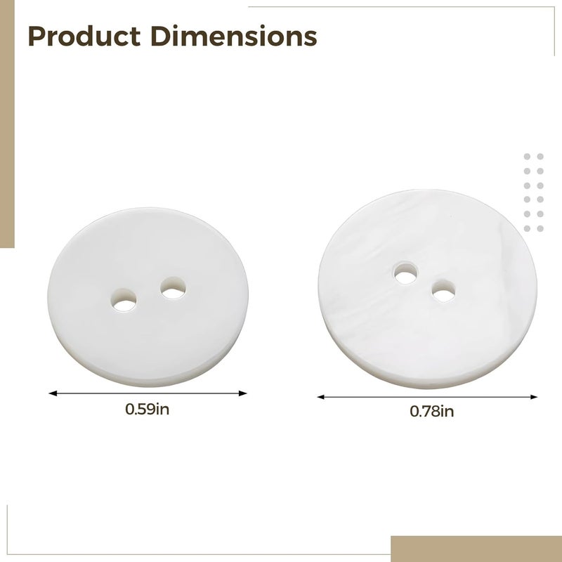 22-Piece White Pearl Button Set, Real Mother of Pearl, Varied Sizes for Blazers, Suits, Coats - Elegant 2-Hole Design, Natural Gloss for Garments & DIY - Image 5