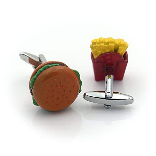 Vcufflinks Hamburger and French Fries Cufflinks Funny Burger Fast Food Cuff Links - Image 3