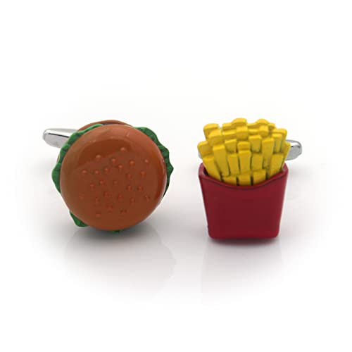 Vcufflinks Hamburger and French Fries Cufflinks Funny Burger Fast Food Cuff Links - Image 2