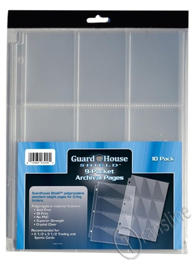 9 Pocket Trading / Sports / Baseball Card Pages Pack of 10