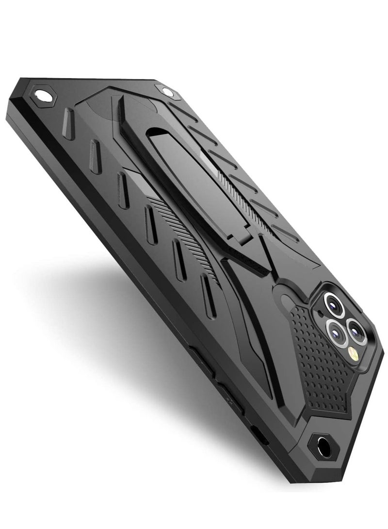 Bills iPhone 12 Pro Premium Armor Case Built-In Kickstand - Military-Grade Shockproof Protective Cover with Reinforced Corners (Black) - Image 4