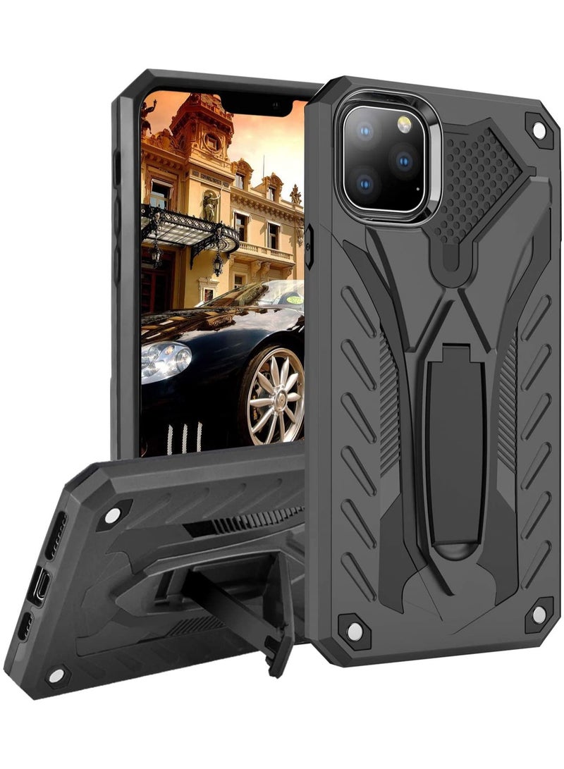 Bills iPhone 12 Pro Premium Armor Case Built-In Kickstand - Military-Grade Shockproof Protective Cover with Reinforced Corners (Black) - Image 1