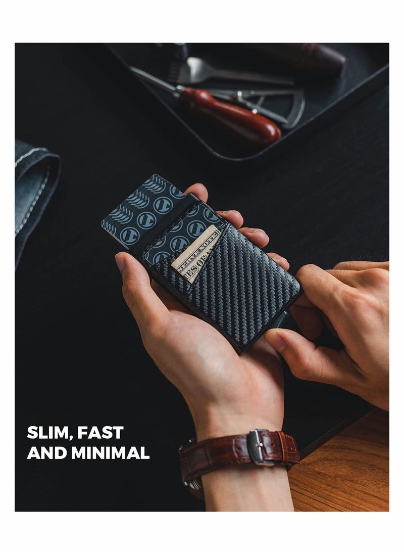 Card Holder Wallet with Coin Pocket Magnetic Closure Pop Up Cards Credit up Extra Leather Slots RFID Blocking Slim Metal Case for Men Carbon Black - pzsku/ZE74594632EE9F6A5565CZ/45/_/1669978889/64c7973a-a904-4b3a-b7b9-2dc2cd3c8373