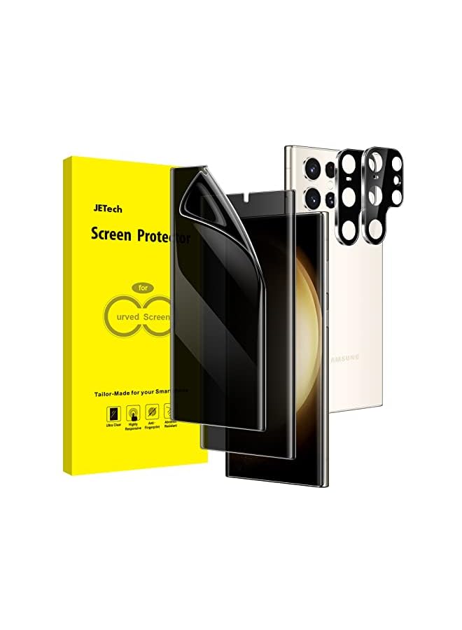 Jetech Privacy Screen Protector For Samsung Galaxy S23 Ultra 5G 6.8-Inch With Camera Lens Protector, Anti-Spy Flexible Tpu Film, Fingerprint Unlock Compatible, 2-Pack Each - Image 2