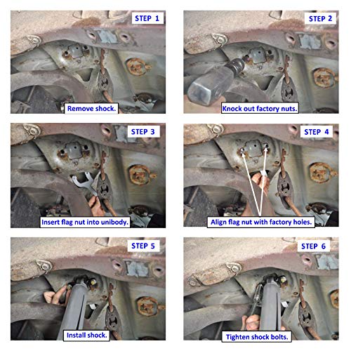 YHB Rear Bar Pin Flag Nut Compatible with 1984-2001 Jeep Cherokee XJ 4WD 2WD - Fix Rear Upper Shock Mount - Image 5
