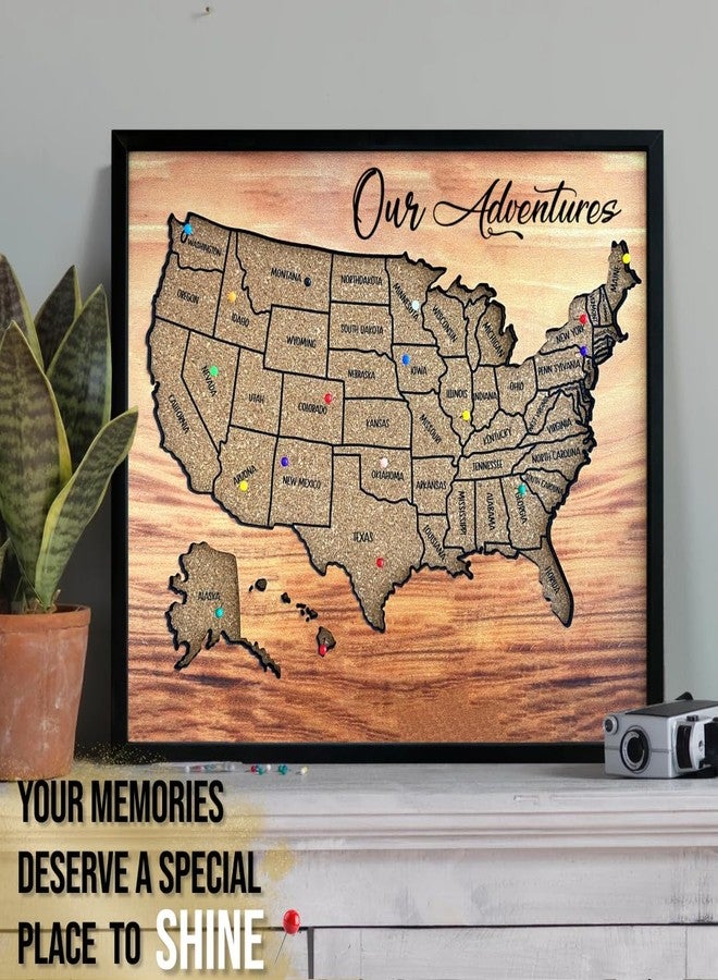 flinelife Cork Board Usa Travel Map With Pins, 12x10, Medium Size, Map of United States, Perfect For Couples and Families Gift - Image 4