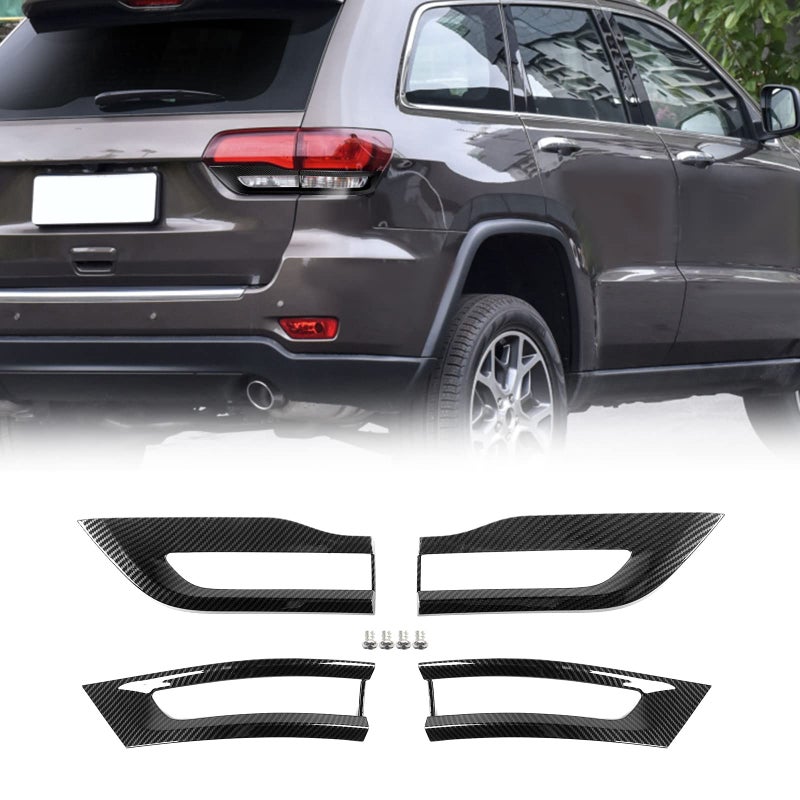 PDKLIN for Grand Cherokee Carbon Fiber Tail Light Trim Bezel Cover Kit for Jeep Grand Cherokee 2014 2015 2016 2017 2018 2019 2020 Carbon Fiber Exterior Accessories 4pcs