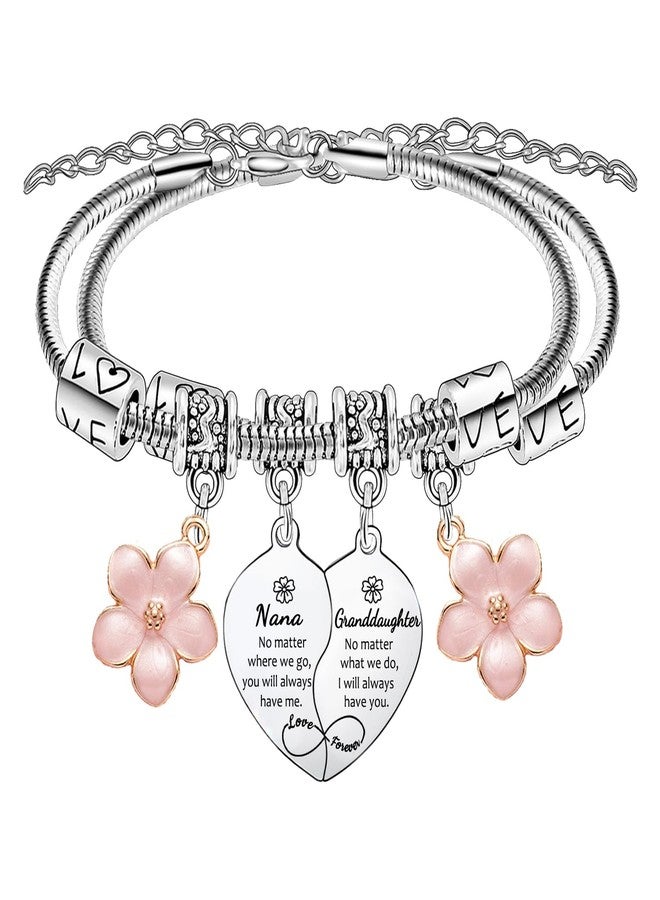 Waeceip Nana Granddaughter Bracelets for 2 Pcs Heart Matching Bracelets for Grandma and Granddaughter Gifts for Nana Birthday Present for Grandma Granddaughters Jewelry Christmas Thanksgiving Gift - Image 1