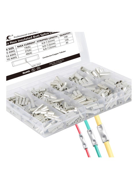 AIRIC Non Insulated Wire Splice Connectors Kit With Storage Case 300pcs