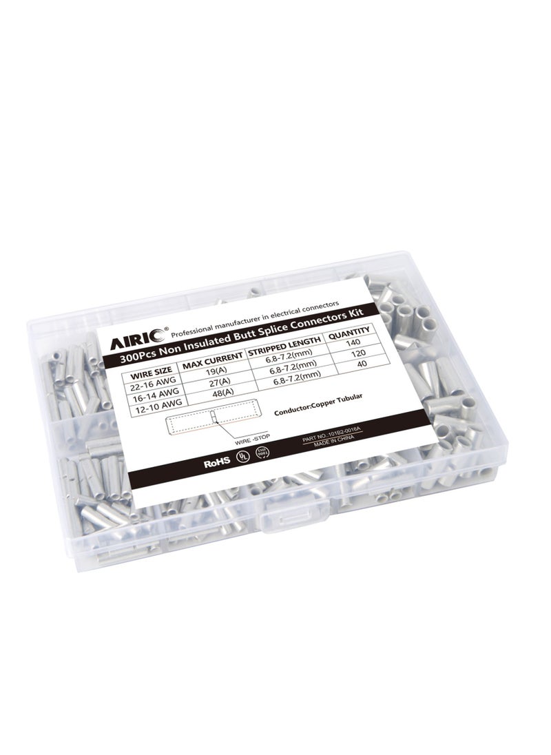 AIRIC Non Insulated Wire Splice Connectors Kit With Storage Case 300pcs