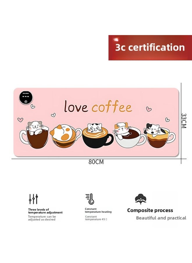 Warm Desk Mat Oversized Office Keyboard Heating Mouse Pad Desktop Computer Student Dormitory Waterproof Heating Desk Mat-Color:60*36cm Three-speed Temperature Control on Model (locking Edge)-Pattern:cp212
