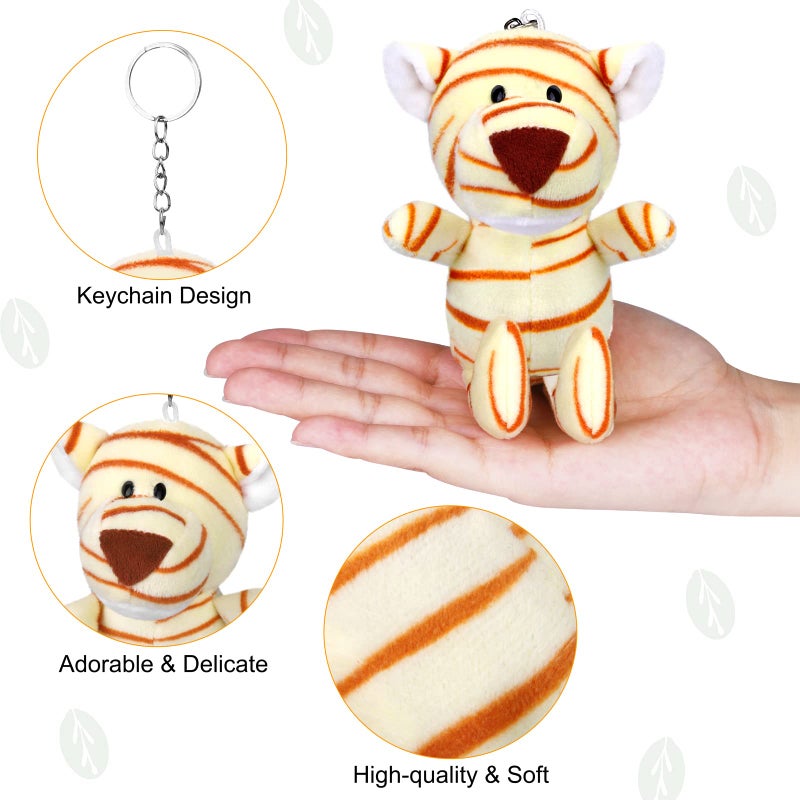 Elcoho 14 Pieces Safari Mini Jungle Animal Plush Toys Small Stuffed Forest Animals Plush Toys 59 Inch Keychain Decorations for Animal Themed Parties Goody Bags Filler Favors Standing - Image 3
