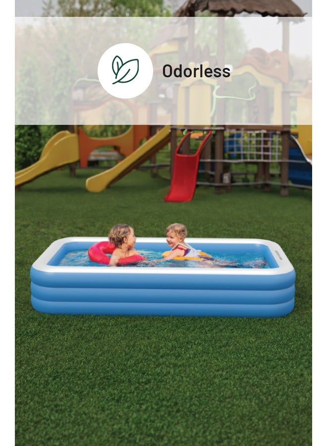 GREEN LION Swimming Pool 260cm x 165cm x 60cm/ Inflatable/ Kiddie Pool Large Size/ Blow Up Swimming Pool for Family Adults Kids Toddler /Blowup Pool for Indoor Outdoor Backyard Ground - Blue - Image 3