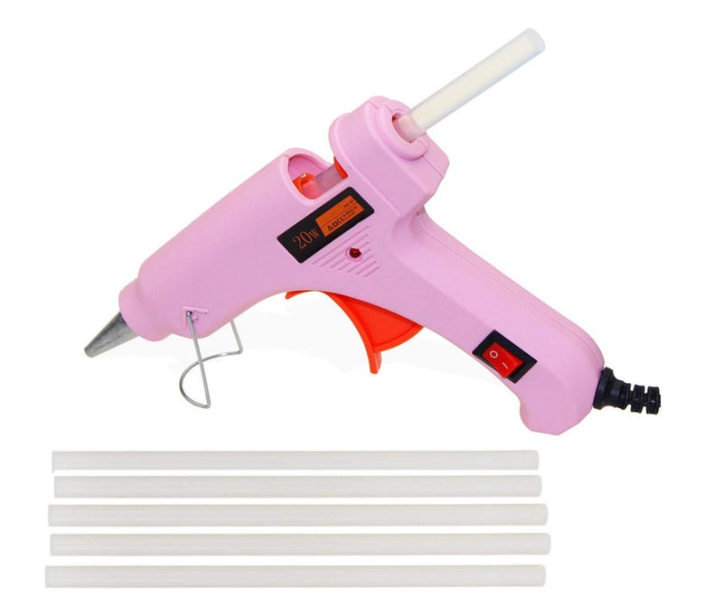 FADMAN HOT MELT GLUE GUN | OPERATING POWER 20 WATT | ON OFF SWITCH & INDICATOR | PINK MINI 5 STICKS - Image 1