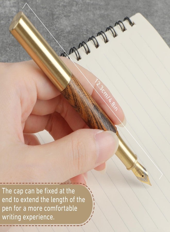Andibro Handcrafted Wooden Fountain PenShort Paragraph (85mm) Pocket Mini Travel Fountain Pen Fancy Pens with 15 Pcs 2.6mm Black Ink Cartridges for Journaling Office School Supplies (Brown) - Image 4