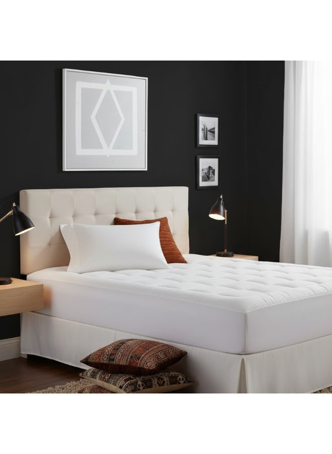 Harmony Home Down-Alternative Mattress Topper Pad – Soft & Fluffy Hypoallergenic Fiber Comfort Layer | King Size (180x200 cm) – White - Image 1