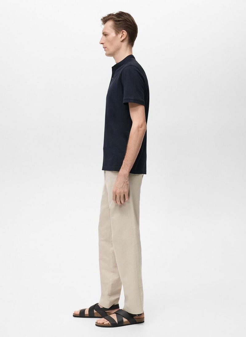 Mango Man Mao Collar Cotton Polo  - Image 3