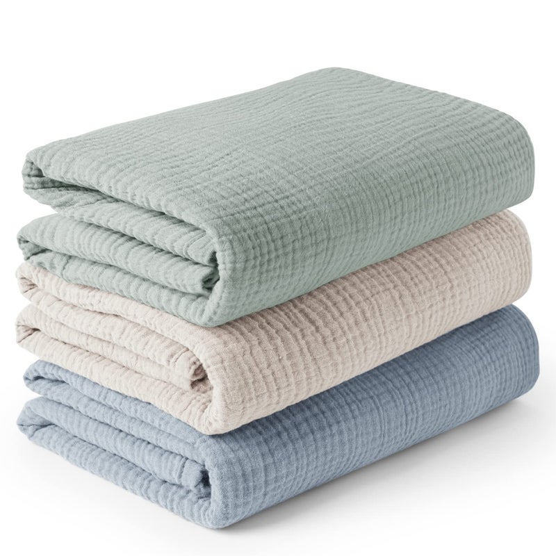 Konssy 3 Pack Muslin Swaddle Blankets for Unisex, Newborn Receiving Blanket, Large 47 x 47 inches, Soft Breathable Muslin Baby Swaddles for Boys  Girls - Image 1