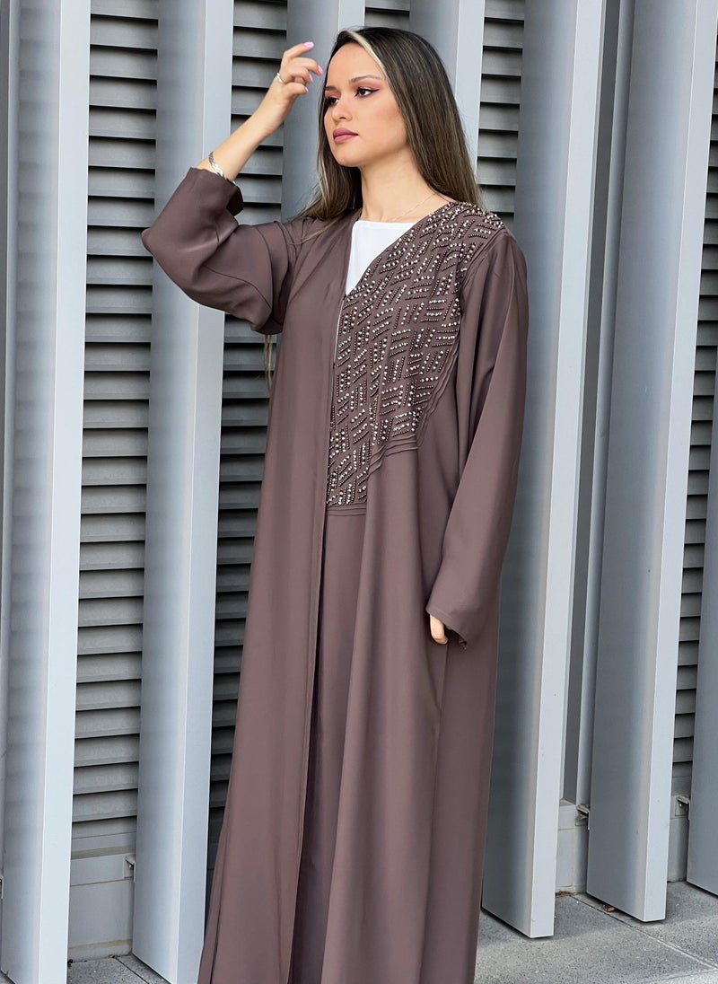 Moistreet Embroidered Open Front Abaya - Image 2