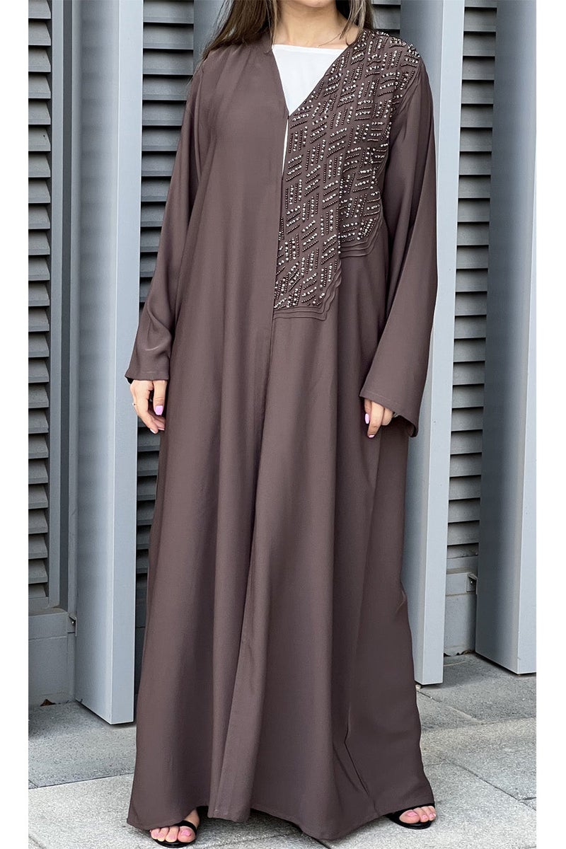 Moistreet Embroidered Open Front Abaya - Image 5