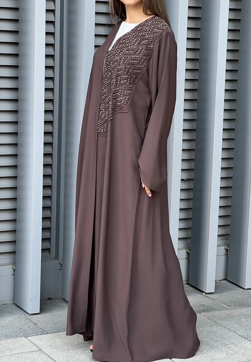 Moistreet  Embroidered Open Front Abaya for Women | Best Price UAE