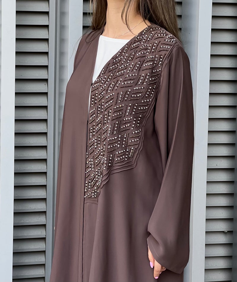 Moistreet Embroidered Open Front Abaya - Image 4