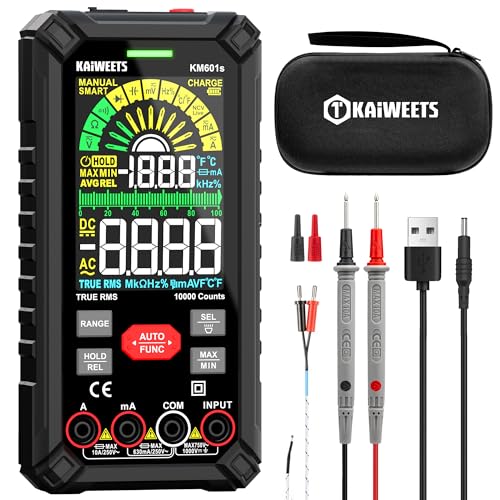 KAIWEETS Digital Multimeter 10000 Counts TRMS Auto Ranging, Rechargeable Smart Multimeter, Color LCD Screen Volt Meter, Measures Voltage, Current, Resistance, Continuity, Capacitance, Frequency - Image 1