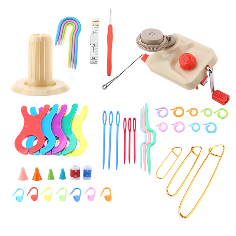 Knitting Wool Winder Kit with Winder Pin Counter Inch Meter Weaving Tool Set - Image 4