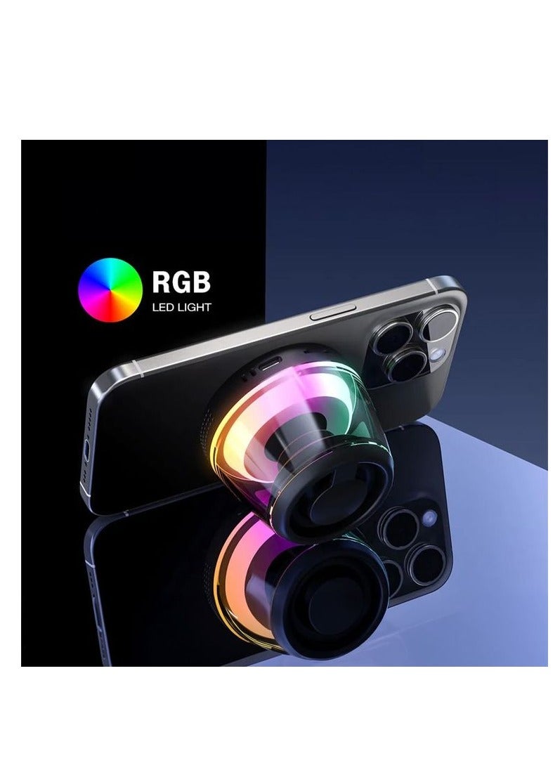 Portable Wireless Bluetooth Speaker with Magnetic Base, RGB Lighting, USB Rechargeable 600mAh Battery, Phone Holder, TWS Pairing, Compact Stereo Speaker for Gaming & Music  - Image 3