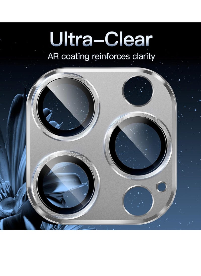Raxoom Camera Lens Protector for iPhone 15 Pro 6.1-Inch and iPhone 15 Pro Max 6.7-Inch, Full Coverage 9H Tempered Glass Ring Cover, Matte Metal Plate, Case Friendly, 1-Pack (White) - Image 4