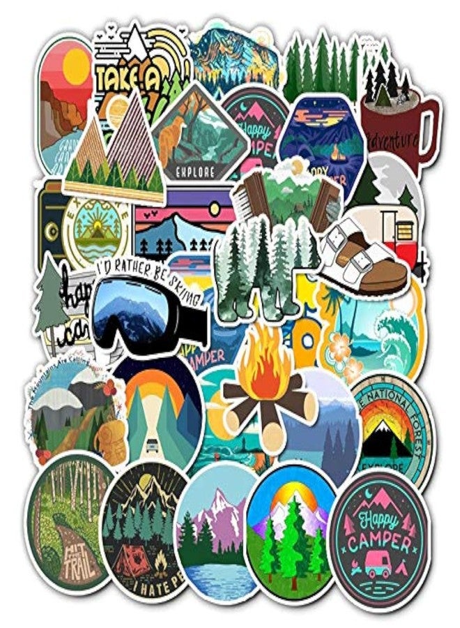 iDream Camping Landscape Outdoor Winter Adventure Climbing Travel Waterproof Vinyl DIY Sticker (Set of 50) - 3 to 5 cm, Durable, Ideal for Laptops, Gear and More - Image 1