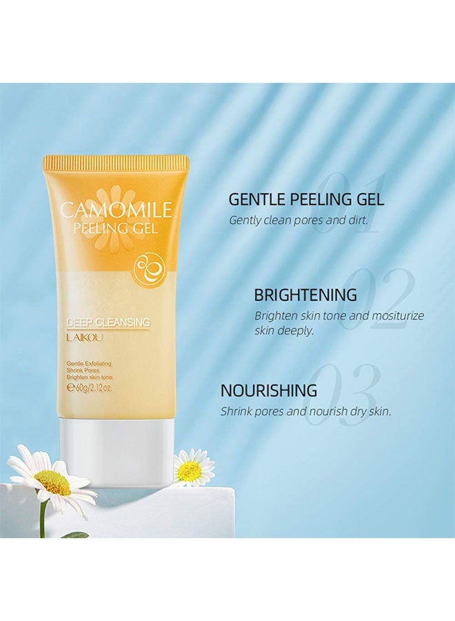 Laikou Camomile Peeling Gel ,Deep Cleansing Moisturizing Smoothing Gentle Exfoliating Remove Dirt Tighten Pores Improving Face Skin 60g - Image 5