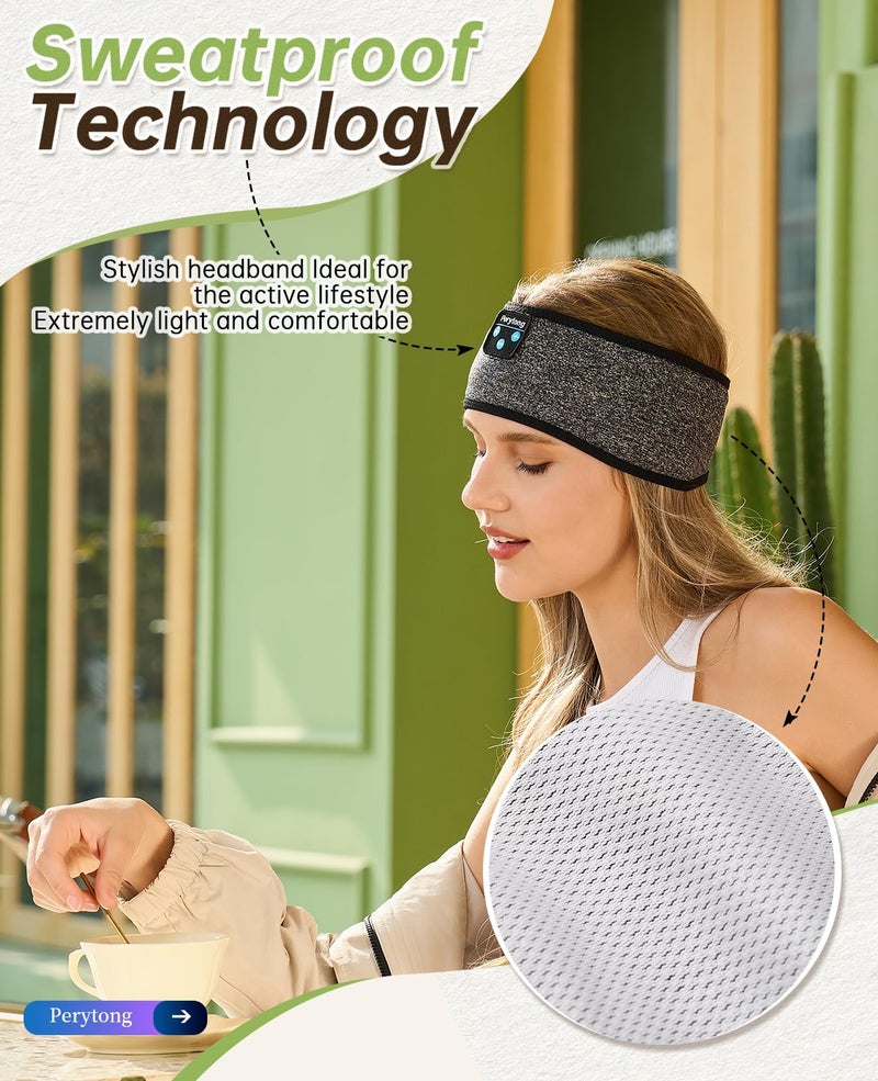 Perytong Bluetooth Sleep Headphones Headband - Soft Elastic Comfortable Headband, Gifts for Men, Women, Teenagers - Image 2
