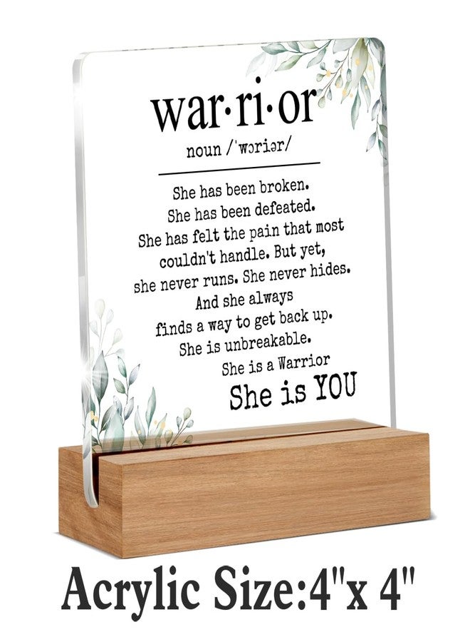 WEZADUK Inspirational Cancer Survivor Gifts for Women Mom, Breast Cancer Gifts for Woman, Warrior is You Home Decorative Signs Plaque for Desk - Image 2