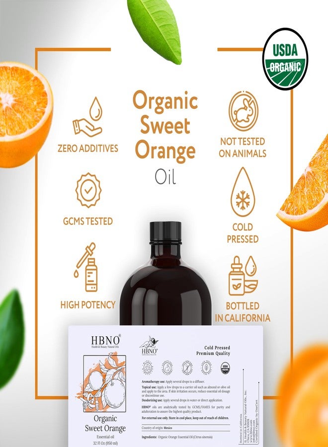 HBNO Organic Orange Oil - Huge 32 oz (950 ml) Large Size - Ideal for Diffusers, Cleaning Agents, Deodorizers, and Flavoring Agents. - Image 4