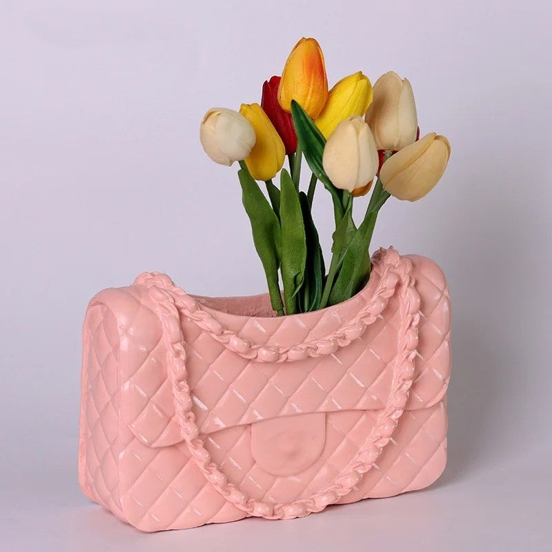 Y&D Hot Selling Luxury Modern Art Deco Handbag Sculpture Vase - Resin Crafts Bag-Shaped Novelty Vase Gift for Wedding Home Decor - Image 1