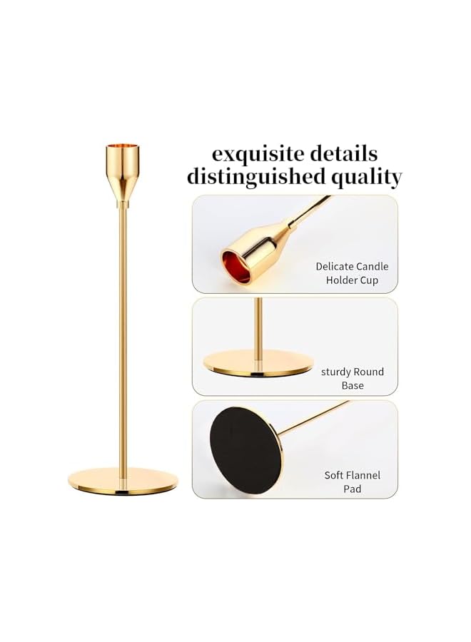 The Bros 6Pcs Gold Candle Holders, Tall Candle Holder for Long Candles, Metal Gold Taper Candle Holder for Wedding, Dinning, Party, Decor Centerpieces for Table Manners - Image 4