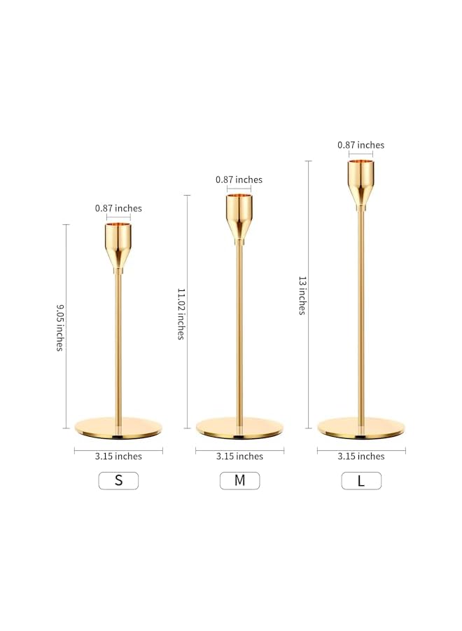 The Bros 6Pcs Gold Candle Holders, Tall Candle Holder for Long Candles, Metal Gold Taper Candle Holder for Wedding, Dinning, Party, Decor Centerpieces for Table Manners - Image 2