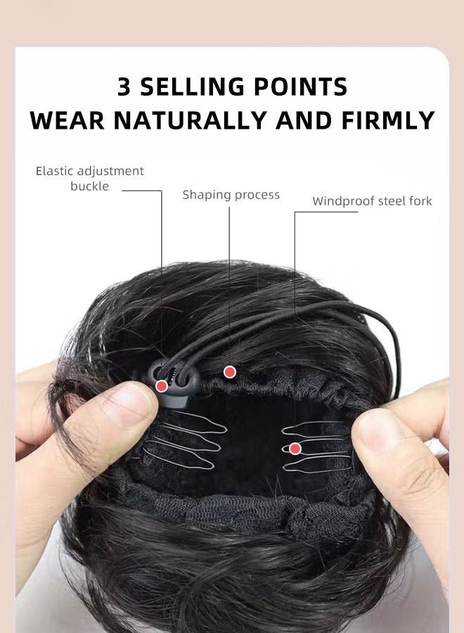 JS Synthetic Hair Bun Extension Roller Donut Chignon With Elastic Drawstring High Temperature Fiber Hairpiece for Women Girls Daily Use, Hair Bun Extensions Wig Accessory, Black - Image 5