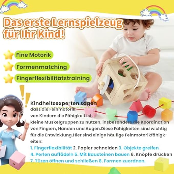 لعبة خشبية لتصنيف الأشكال من 6 أشهر، لعبة مونتيسوري للأطفال من 1 سنة، كتل للأطفال لتطوير المهارات الحركية الدقيقة، ألعاب تصنيف للتعلم المبكر، هدية للأطفال من 6 أشهر - Image 2